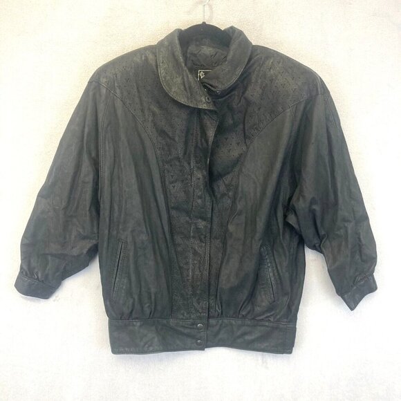 Vintage 80s 90s Gino di Giorgio Comit Leather Bomber Jacket Mens Medium Retro - Picture 1 of 16